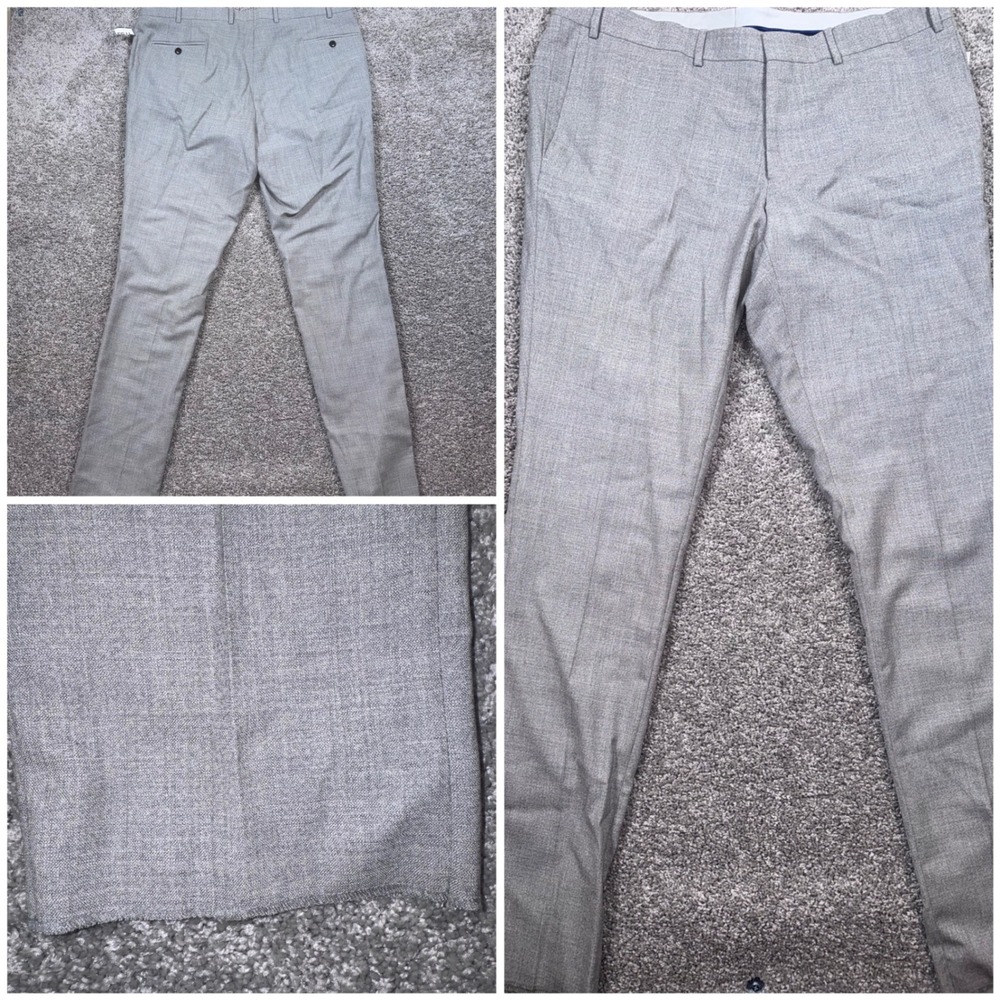 Ted Baker Ralph-CT Dress Pants Mens 100% Wool Light Grey Unhemmed Sz 40 NEW